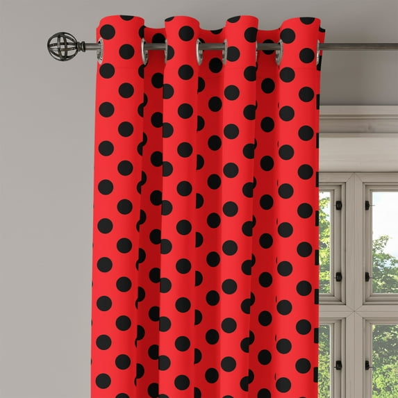 Ambesonne Polka Dots Grommet Curtain Single Panel, Pop Art Oval Shapes Form, 50"x60", Scarlet