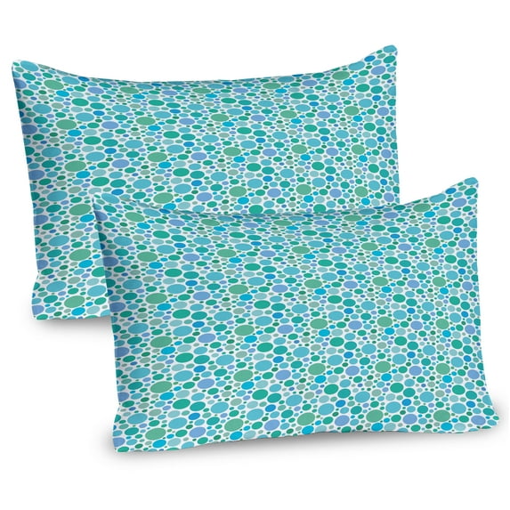 Ambesonne Polka Dots Pillow Sham 2 Pack, Blue Tones Rounds Art, 36"x20", Sea Green Turquoise