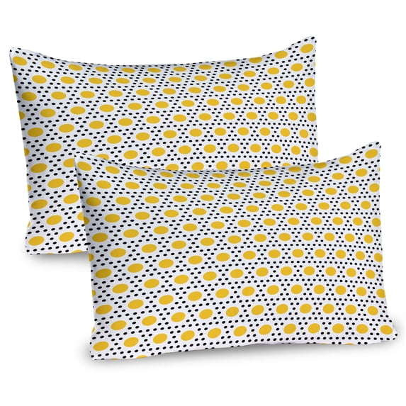 Ambesonne Polka Dots Pillow Sham 2 Pack, Egg Yolk Polka Dots, 36"x20", Yellow Black and White
