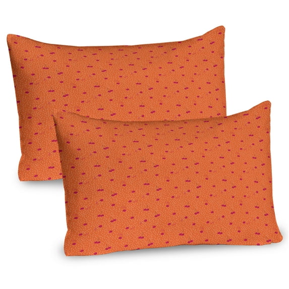 Ambesonne Polka Dots Pillow Sham 2 Pack, Vibrant Retro Cherries, 26"x20", Burnt Sienna Magenta