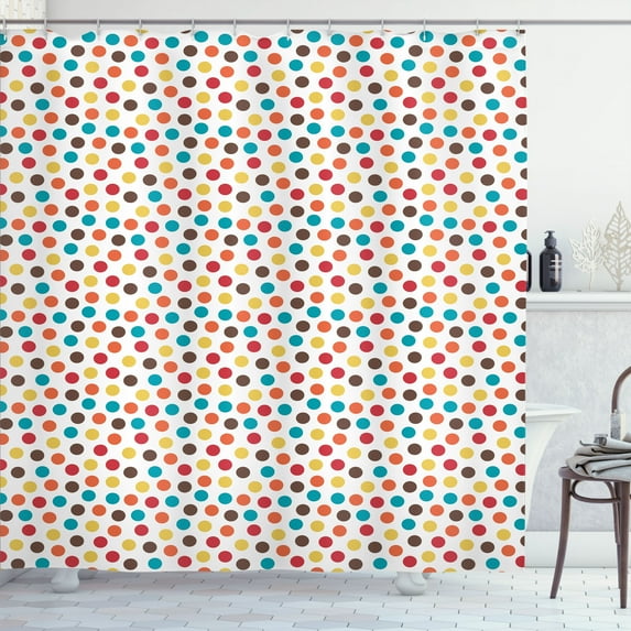 Ambesonne Polka Dots Shower Curtain, Modern Colorful, 69"Wx84"L, White Multicolor