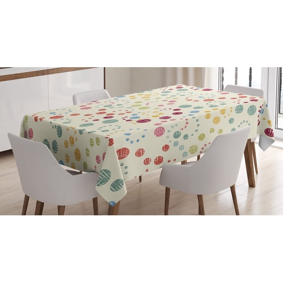 Ambesonne Polka Dots Tablecloth Rectangular Table Cover, Retro Colorful Art, 60"x84", Multicolor