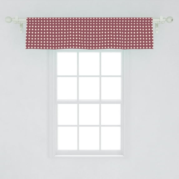 Ambesonne Polka Dots Window Valance, Bicolor Print with Dots, 54" X 12", Mauve Taupe Champagne