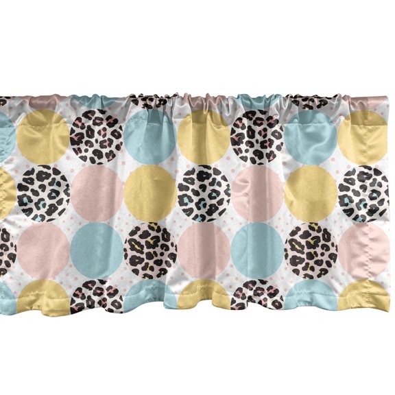 Ambesonne Polka Dots Window Valance, Modern Layout of Leopard Skin Inspired Motifs, Curtain Valance for Kitchen Bedroom Decor with Rod Pocket, 54" X 18", Multicolor