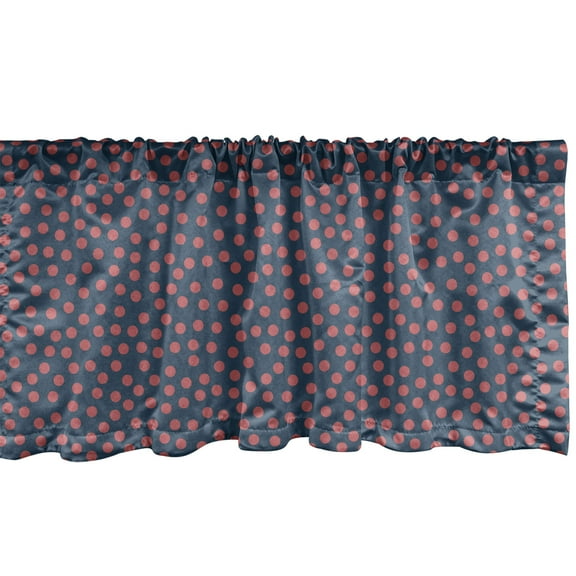 Ambesonne Polka Dots Window Valance, Retro Design of Continuing Spots Random Geometric Details, Curtain Valance for Kitchen Bedroom Decor with Rod Pocket, 54" X 12", Ruby Slate Blue