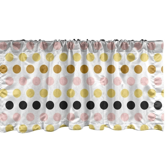 Ambesonne Polka Dots Window Valance, Symmetrical Rounds Art, 42" x 18", Coffee Multicolor