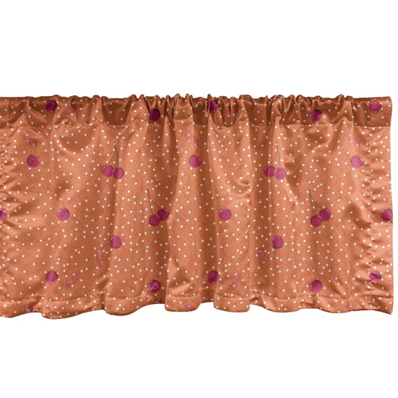 Ambesonne Polka Dots Window Valance, Vibrant Retro Cherries, 54" X 12", Burnt Sienna Magenta