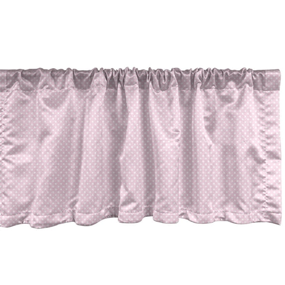 Ambesonne Polka Dots Window Valance, Vintage Nursey, 54" X 12", White and Pink