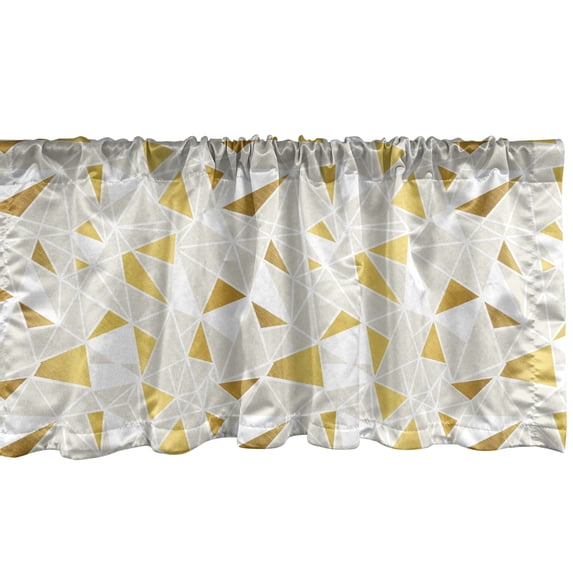 Ambesonne Polygonal Window Valance, Abstract Geometrical Art, 54" X 18", Earth Yellow Eggshell