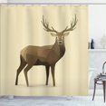 thumbnail image 1 of Ambesonne Polygons Shower Curtain, Geometric Deer Elk Graphic, 69"Wx70"L, Beige Umber, 1 of 3