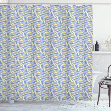 Ambesonne Polygons Shower Curtain, Pastel Contemporary Shapes, 69"Wx70"L, Ceil Blue and Multicolor