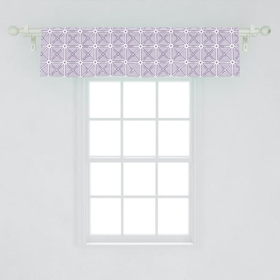 Ambesonne Polygons Window Valance, Abstract Striped Triangles Monochrome Design Tile Inspired Ornament Pattern, Curtain Valance for Kitchen Bedroom Decor with Rod Pocket, 54" X 12", Lavender White