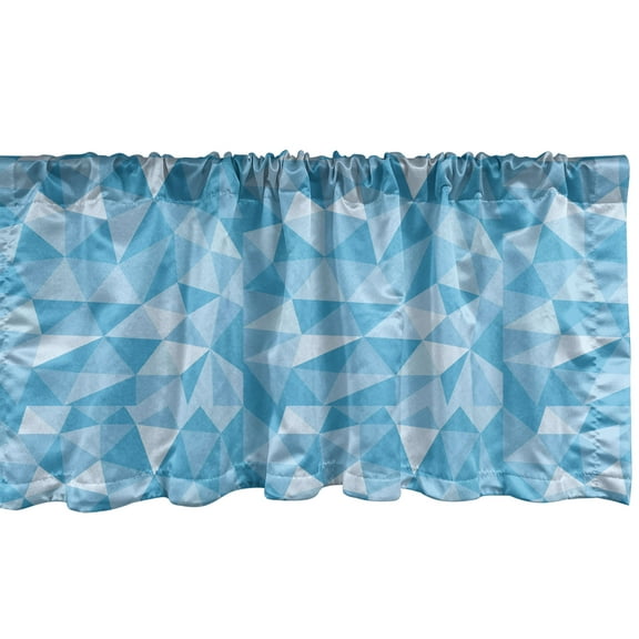 Ambesonne Polygons Window Valance, Monochrome Triangle Mosaic, 54" X 12", Sky Blue and Pale Blue