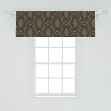 Ambesonne Polygons Window Valance, Repeating Abstract Connected Bars and Concave Shapes Modern Look, Curtain Valance for Kitchen Bedroom Decor with Rod Pocket, 54" X 18", Dark Sepia Burnt Sienna