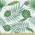 thumbnail image 1 of Ambesonne Polynesian Fabric by the Yard Upholstery, Watercolor Leafage, 2 Yards, Green and Almond Green, 1 of 5