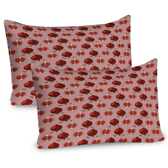 Ambesonne Pomegranate Pillow Sham 2 Pack, Juicy Healthy Fruits, 26"x20", Blush and Vermilion