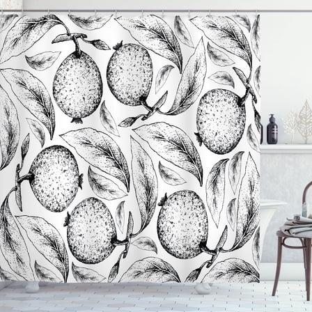 Ambesonne Pomegranate Shower Curtain, Pencil Sketch Layout, 69"Wx70"L, Charcoal Grey White
