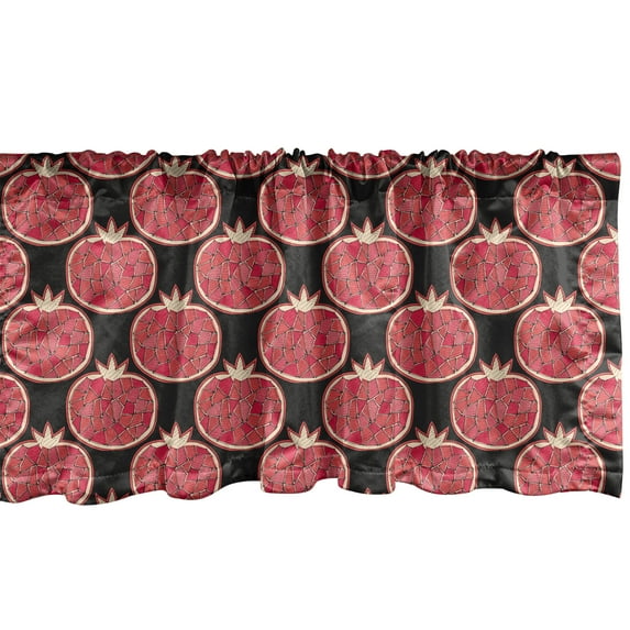 Ambesonne Pomegranate Window Valance, Mosaic Fruit, 54" X 12", Charcoal Grey Dark Coral