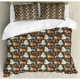 thumbnail image 1 of Ambesonne Poodle Duvet Cover Sets, Doodle Bulldog and Hearts, 2-Queen, Cocoa Multicolor, 1 of 7