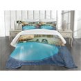 thumbnail image 1 of Ambesonne Pool Quilted Bedspread Set 3 Pcs, Spa Resort Relaxing, King Size, Blue Aqua Beige, 1 of 5