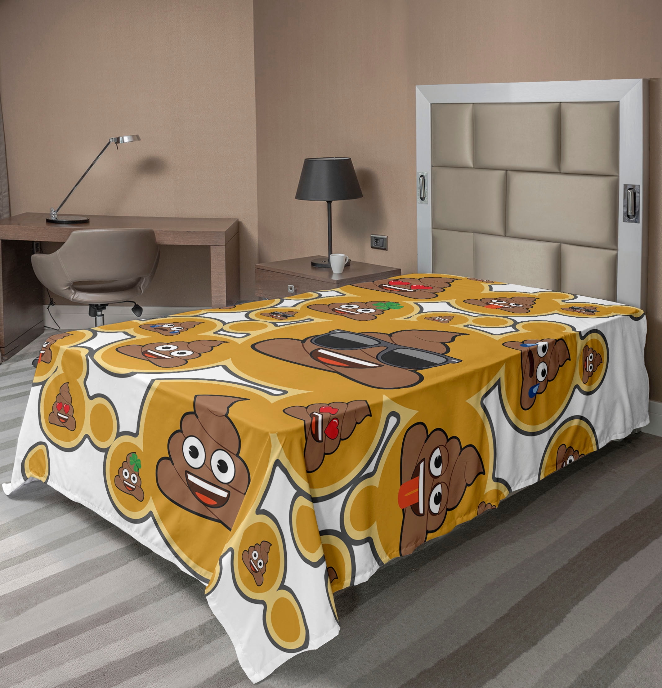 Ambesonne Poop Emoji Flat Sheet, Funny Abstract Poo Art, TwinXL Size ...