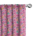 thumbnail image 1 of Ambesonne Pop Art Window Curtains, Vintage Design Pattern Art, Each 28" W x 63" L, Pink Sea Green and Yellow, 1 of 4