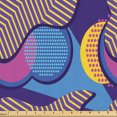 thumbnail image 1 of Ambesonne Pop Art Fabric by the Yard Upholstery, Memphis Geometric Ornament, 2 Yards, Indigo Yellow Purple, 1 of 5