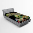 thumbnail image 1 of Ambesonne Pop Art Fitted Sheet, Chameleon Embelished, Twin XL Size, Multicolor, 1 of 2