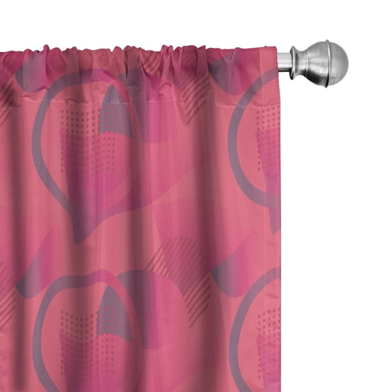Ambesonne Pop Culture Curtains, Circle Line Silhouette, Pair of 28"x95", Pastel Pink Dark Coral