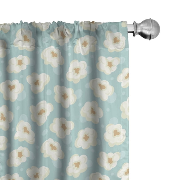 Ambesonne Popcorn Window Curtains, Movie Night Cinema Snack, Each 28" W x 84" L, Eggshell Tan Pale Blue