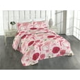 thumbnail image 1 of Ambesonne Poppy Artwork Quilted Bedspread Set 3 Pcs, Simple Flowers Modern, King, Raspberry Pale Pink White, 1 of 4