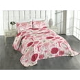 thumbnail image 1 of Ambesonne Poppy Artwork Quilted Coverlet 3 Pcs, Simple Flowers Modern, Queen Size, Raspberry Pale Pink White, 1 of 4