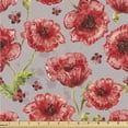 thumbnail image 1 of Ambesonne Poppy Fabric by the Yard Upholstery, Jungle Flowers Boho with Dots, 10 Yards, Dark Coral Fern Green, 1 of 5