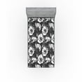 thumbnail image 1 of Ambesonne Poppy Fitted Sheet, Blossoming Vintage Poppies, Twin XL Size, Grey Black White, 1 of 5