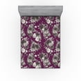 thumbnail image 1 of Ambesonne Poppy Fitted Sheet, Nostalgic Monochrome Floral, Full Size, Taupe Grey Dark Magenta, 1 of 1