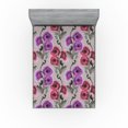 thumbnail image 1 of Ambesonne Poppy Fitted Sheet, Vertical Floral Pattern Print, King Size, Violet Pale Sage Green, 1 of 1