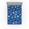 thumbnail image 1 of Ambesonne Poppy Fitted Sheet, Winter Colors Floral Scene, California King, Sky Blue Ceil Blue Quartz, 1 of 1