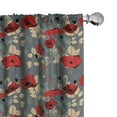 thumbnail image 1 of Ambesonne Poppy Flower Window Curtains, Modern Floral Garden, Each 28" W x 63" L, Grey Red Beige, 1 of 4