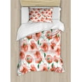 thumbnail image 1 of Ambesonne Poppy Flower Duvet Cover Sets, Soft Color Garden Twig, 2-Twin, Scarlet and Green, 1 of 4