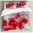 thumbnail image 1 of Ambesonne Poppy Flower Duvet Cover Sets, Spring Flowers Romance, 2-King, Lavender and Red, 1 of 7