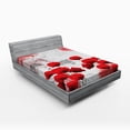 thumbnail image 1 of Ambesonne Poppy Flower Fitted Sheet, Blossoming Rural Field, Full Size, Red Grey Coconut, 1 of 2