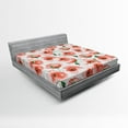 thumbnail image 1 of Ambesonne Poppy Flower Fitted Sheet, Soft Color Garden Twig, Queen Size, Scarlet and Green, 1 of 2