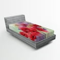 thumbnail image 1 of Ambesonne Poppy Flower Fitted Sheet, Spring Flowers Romance, Twin Size, Lavender and Red, 1 of 3