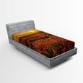thumbnail image 1 of Ambesonne Poppy Flower Fitted Sheet, Sunset Meadow Farmland, Twin Size, Marigold Scarlet, 1 of 3