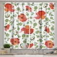 thumbnail image 1 of Ambesonne Poppy Flower Kitchen Curtains, Scattered Buds Stem, 55"x39", Vermilion Green Coral, 1 of 2