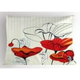 thumbnail image 1 of Ambesonne Poppy Flower Pillow Sham, Striped Florets, 36" X 20", Red Pale Blue Beige, 1 of 2