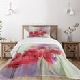 thumbnail image 1 of Ambesonne Poppy Flower Quilted Bedspread Set 2 Pcs, Spring Flowers Romance, Twin Size, Lavender and Red, 1 of 3