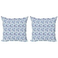 thumbnail image 1 of Ambesonne Poppy Flower Throw Pillow Cover 2 Pack, Abstract Blossoming, 16", Blue Violet and Coconut, 1 of 2