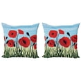 thumbnail image 1 of Ambesonne Poppy Flower Throw Pillow Cover 2 Pack, Digital Drawn Flower, 24", Vermilion Charcoal Grey, 1 of 7