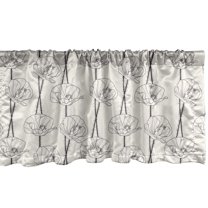 Ambesonne Poppy Flower Window Valance, Peduncles and Flower, 54" X 18", Charcoal Grey Eggshell